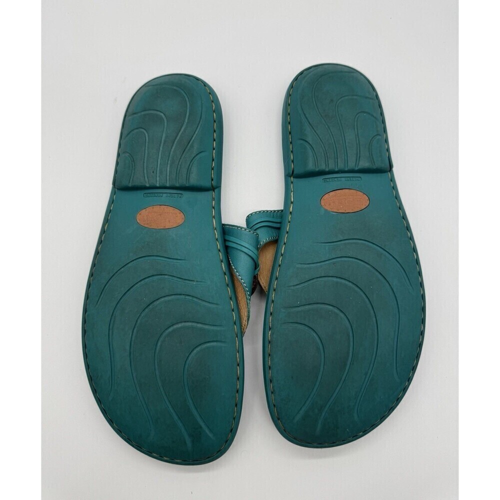 Womens 8 Born Blue Thong Flip Flops Sandals Leather Coconut Boho SIZE 9 - Picture 4 of 6